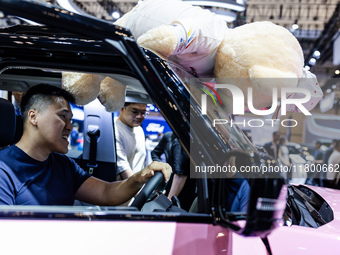 Chery J6 EV (Electric Vehicle) is displayed during The Gaikindo Jakarta Auto Week in Tangerang, Indonesia, on November 22, 2024. The show, t...