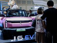 Chery J6 EV (Electric Vehicle) is displayed during The Gaikindo Jakarta Auto Week in Tangerang, Indonesia, on November 22, 2024. The show, t...