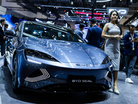 BYD Seal is displayed during The Gaikindo Jakarta Auto Week in Tangerang, Indonesia, on November 22, 2024. The show, the nation's largest au...