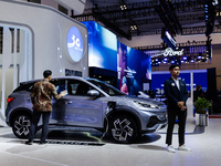 BYD Atto 3 EV (Electric Vehicle) is displayed during The Gaikindo Jakarta Auto Week in Tangerang, Indonesia, on November 22, 2024. The show,...