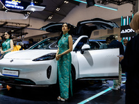 The Aion Hyptec HT 3 EV (Electric Vehicle) is displayed during The Gaikindo Jakarta Auto Week in Tangerang, Indonesia, on November 22, 2024....