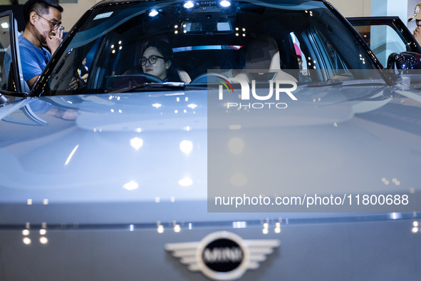 The All-Electric MINI Aceman is displayed during The Gaikindo Jakarta Auto Week in Tangerang, Indonesia, on November 22, 2024. The show, the...