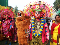 Indian tribal people from Purulia perform traditional dances, ''Chaw Dance,'' during the West Bengal Government-hosted ''Jangalmahal Utsav''...