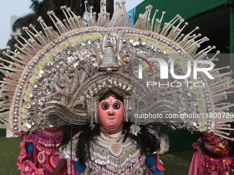 Indian tribal people from Purulia perform traditional dances, ''Chaw Dance,'' during the West Bengal Government-hosted ''Jangalmahal Utsav''...