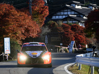 Driver Ott Tanak and co-driver Martin Jarveoja of the Hyundai Shell Mobis World Rally Team, in a Hyundai i20 N Rally1 Hybrid, face the secon...