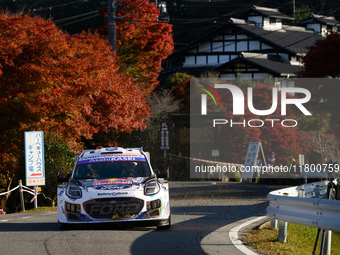 Driver Gregoire Munster and co-driver Louis Louka of the M-Sport Ford World Rally Team in a Ford Puma Rally1 Hybrid face the second day of t...