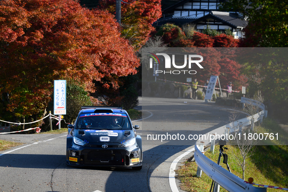 Driver Sami Pajari and co-driver Enni Malkonen of the Teamprintsport Toyota GR Yaris Rally2 face the second day of the race during the FIA W...