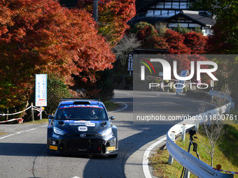 Driver Sami Pajari and co-driver Enni Malkonen of the Teamprintsport Toyota GR Yaris Rally2 face the second day of the race during the FIA W...