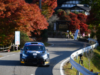 Driver Sami Pajari and co-driver Enni Malkonen of the Teamprintsport Toyota GR Yaris Rally2 face the second day of the race during the FIA W...