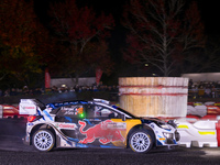 Driver Adrien Fourmaux and co-driver Alexandre Coria of the team M-Sport Ford World Rally Team Ford Puma Rally1 Hybrid face the second day o...