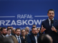 In Krakow, Poland, on November 16, 2024, candidate for president in the primaries Rafal Trzaskowski attends a meeting at Hala Com-Com Zone i...