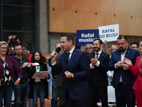 In Krakow, Poland, on November 16, 2024, candidate for president in the primaries Rafal Trzaskowski attends a meeting at Hala Com-Com Zone i...