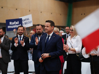 In Krakow, Poland, on November 16, 2024, candidate for president in the primaries Rafal Trzaskowski attends a meeting at Hala Com-Com Zone i...