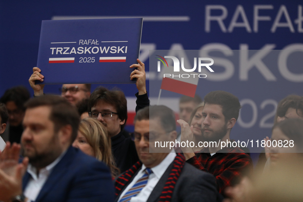 Rafal Trzaskowski, a presidential candidate in the primaries, meets at Hala Com-Com in Nowa Huta in Krakow, Poland, on November 16, 2024. Ma...