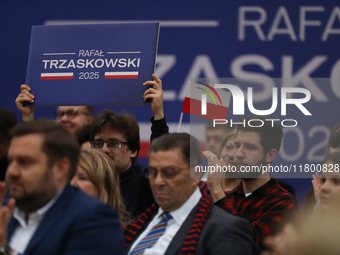 Rafal Trzaskowski, a presidential candidate in the primaries, meets at Hala Com-Com in Nowa Huta in Krakow, Poland, on November 16, 2024. Ma...