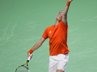 MALAGA, SPAIN - NOVEMBER 22: Botic van de Zandschulp of Team Netherlands during his singles match against Daniel Altamaier of Team Germany d...