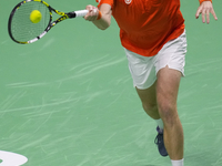 MALAGA, SPAIN - NOVEMBER 22: Botic van de Zandschulp of Team Netherlands during his singles match against Daniel Altamaier of Team Germany d...