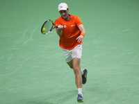 MALAGA, SPAIN - NOVEMBER 22: Botic van de Zandschulp of Team Netherlands during his singles match against Daniel Altamaier of Team Germany d...