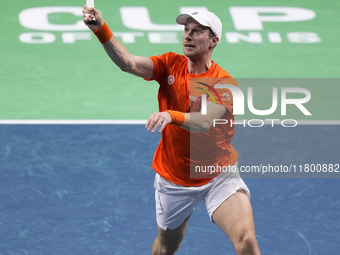 MALAGA, SPAIN - NOVEMBER 22: Botic van de Zandschulp of Team Netherlands during his singles match against Daniel Altamaier of Team Germany d...