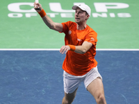 MALAGA, SPAIN - NOVEMBER 22: Botic van de Zandschulp of Team Netherlands during his singles match against Daniel Altamaier of Team Germany d...