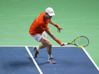 MALAGA, SPAIN - NOVEMBER 22: Botic van de Zandschulp of Team Netherlands during his singles match against Daniel Altamaier of Team Germany d...