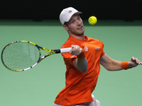 MALAGA, SPAIN - NOVEMBER 22: Botic van de Zandschulp of Team Netherlands during his singles match against Daniel Altamaier of Team Germany d...