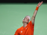 MALAGA, SPAIN - NOVEMBER 22: Botic van de Zandschulp of Team Netherlands during his singles match against Daniel Altamaier of Team Germany d...