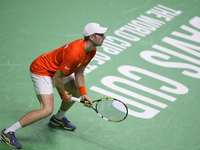 MALAGA, SPAIN - NOVEMBER 22: Botic van de Zandschulp of Team Netherlands during his singles match against Daniel Altamaier of Team Germany d...