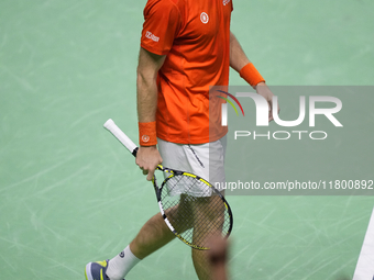 MALAGA, SPAIN - NOVEMBER 22: Botic van de Zandschulp of Team Netherlands celebrates a point during his singles match against Daniel Altamaie...