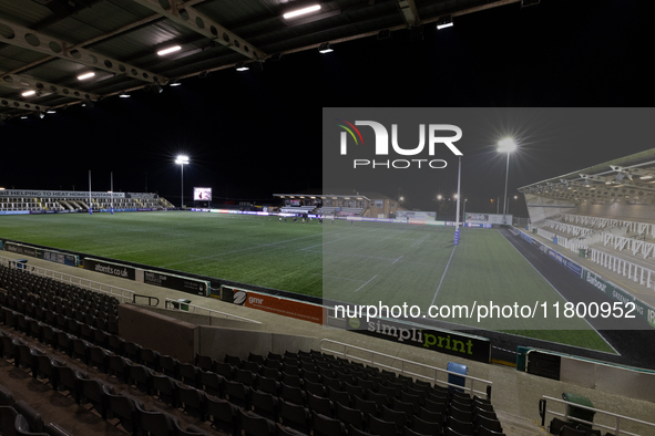 A general view of Kingston Park before the Premiership Cup Group A match between Newcastle Falcons and Sale FC at Kingston Park in Newcastle...