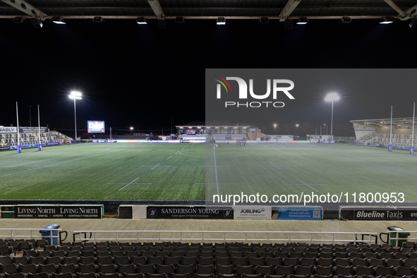 A general view of Kingston Park Stadium before the Premiership Cup Group A match between Newcastle Falcons and Sale FC at Kingston Park in N...