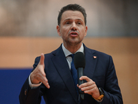 KRAKOW, POLAND - NOVEMBER 16:
Mayor of Warsaw Rafal Trzaskowski during a meeting with voters at Nowa Huta's Hala Com-Com Zone, on November 1...