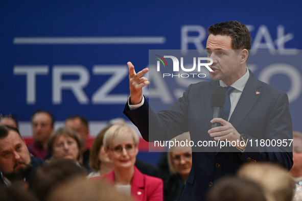 KRAKOW, POLAND - NOVEMBER 16:
Mayor of Warsaw Rafal Trzaskowski during a meeting with voters at Nowa Huta's Hala Com-Com Zone, on November 1...