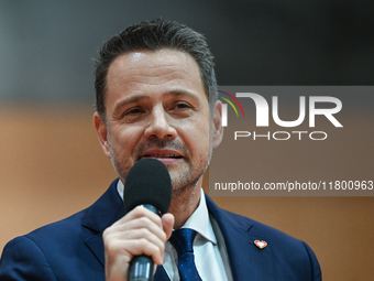 KRAKOW, POLAND - NOVEMBER 16:
Mayor of Warsaw Rafal Trzaskowski during a meeting with voters at Nowa Huta's Hala Com-Com Zone, on November 1...