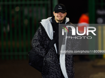 Jamie Blamire of Newcastle Falcons arrives at Kingston Park for the Premiership Cup Group A match between Newcastle Falcons and Sale FC in N...