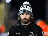 Sammy Arnold of Newcastle Falcons arrives for the Premiership Cup Group A match between Newcastle Falcons and Sale FC at Kingston Park in Ne...