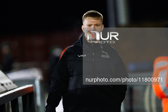 Mike Rewcastle of Newcastle Falcons arrives at Kingston Park for the Premiership Cup Group A match between Newcastle Falcons and Sale FC in...