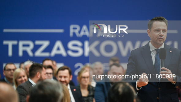 KRAKOW, POLAND - NOVEMBER 16:
Mayor of Warsaw Rafal Trzaskowski during a meeting with voters at Nowa Huta's Hala Com-Com Zone, on November 1...