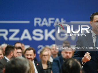 KRAKOW, POLAND - NOVEMBER 16:
Mayor of Warsaw Rafal Trzaskowski during a meeting with voters at Nowa Huta's Hala Com-Com Zone, on November 1...