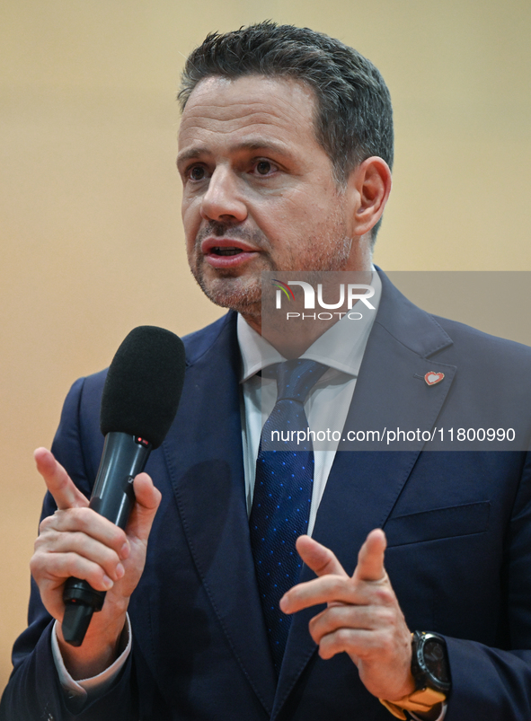 KRAKOW, POLAND - NOVEMBER 16:
Mayor of Warsaw Rafal Trzaskowski during a meeting with voters at Nowa Huta's Hala Com-Com Zone, on November 1...