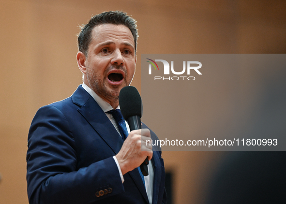 KRAKOW, POLAND - NOVEMBER 16:
Mayor of Warsaw Rafal Trzaskowski during a meeting with voters at Nowa Huta's Hala Com-Com Zone, on November 1...