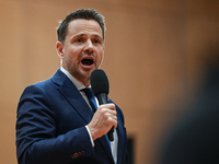 KRAKOW, POLAND - NOVEMBER 16:
Mayor of Warsaw Rafal Trzaskowski during a meeting with voters at Nowa Huta's Hala Com-Com Zone, on November 1...