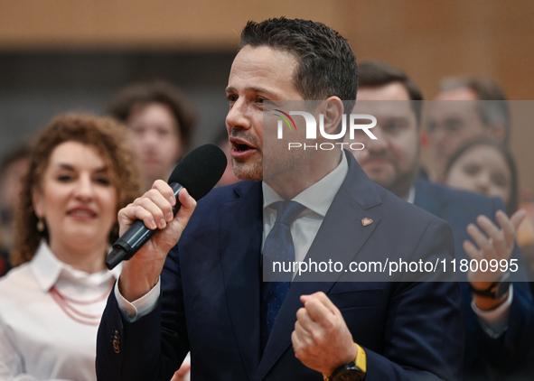 KRAKOW, POLAND - NOVEMBER 16:
Mayor of Warsaw Rafal Trzaskowski during a meeting with voters at Nowa Huta's Hala Com-Com Zone, on November 1...