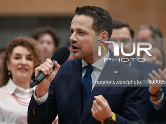 KRAKOW, POLAND - NOVEMBER 16:
Mayor of Warsaw Rafal Trzaskowski during a meeting with voters at Nowa Huta's Hala Com-Com Zone, on November 1...