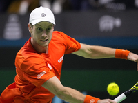 MALAGA, SPAIN - NOVEMBER 22: Botic van de Zandschulp of Team Netherlands during his singles match against Daniel Altamaier of Team Germany d...