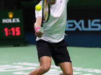 MALAGA, SPAIN - NOVEMBER 22: Daniel Altamaier of Team Germany during his singles match against Botic van de Zandschulp of Team Netherlands d...