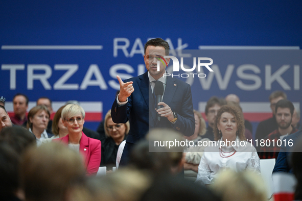 KRAKOW, POLAND - NOVEMBER 16:
Mayor of Warsaw Rafal Trzaskowski during a meeting with voters at Nowa Huta's Hala Com-Com Zone, on November 1...