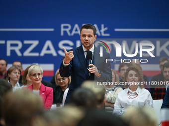 KRAKOW, POLAND - NOVEMBER 16:
Mayor of Warsaw Rafal Trzaskowski during a meeting with voters at Nowa Huta's Hala Com-Com Zone, on November 1...