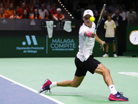 MALAGA, SPAIN - NOVEMBER 22: Daniel Altamaier of Team Germany during his singles match against Botic van de Zandschulp of Team Netherlands d...