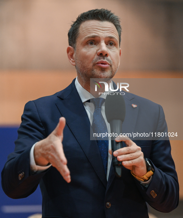 KRAKOW, POLAND - NOVEMBER 16:
Mayor of Warsaw Rafal Trzaskowski during a meeting with voters at Nowa Huta's Hala Com-Com Zone, on November 1...